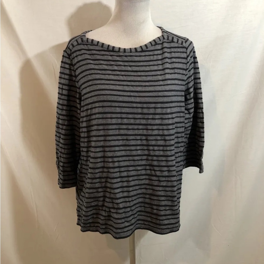 Croft & Barrow Navy Striped 3/4 Sleeve Top - Womens XL, Bust 21”, Length 25.5”